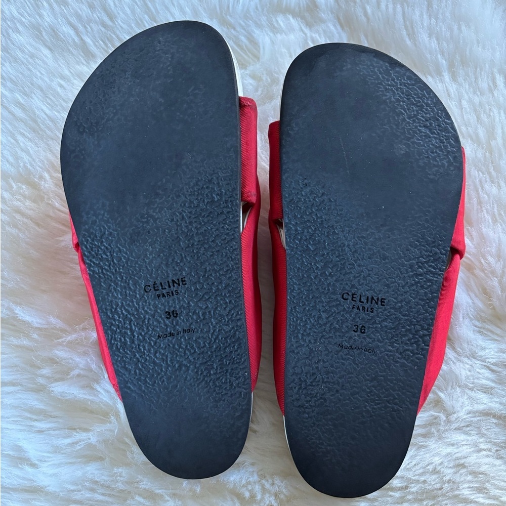 Celine Twist Phoebe Philo Leather Slide Sandals in Red - Picture 6 of 11